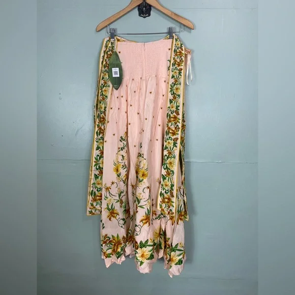 FARM Rio Pink Botanical Beauty Shoulder Bow Lace Up Midi‎ Dress Floral XL - Picture 3 of 6